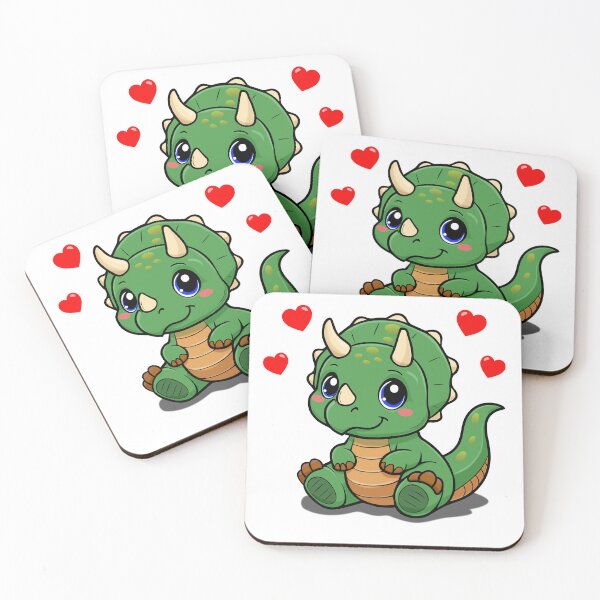Item preview, Cute Triceratops with Hearts – Kawaii Dinosaur Gift designed and sold by Lily's World.