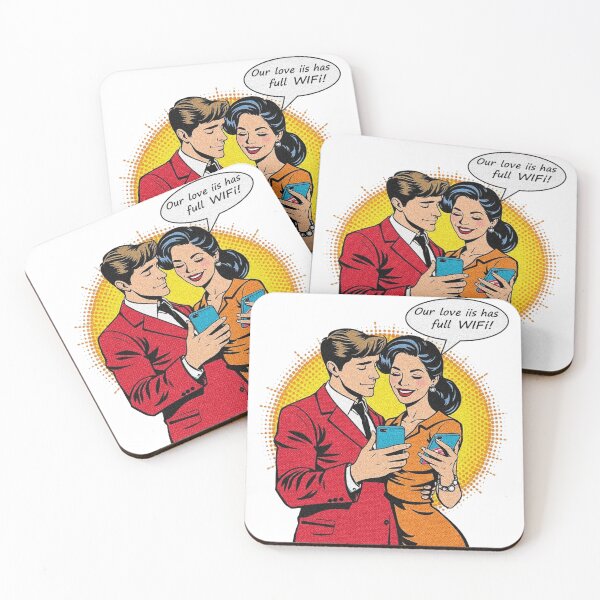 Item preview, Retro Pop Art Couple with WiFi Love designed and sold by MadieCreative®.