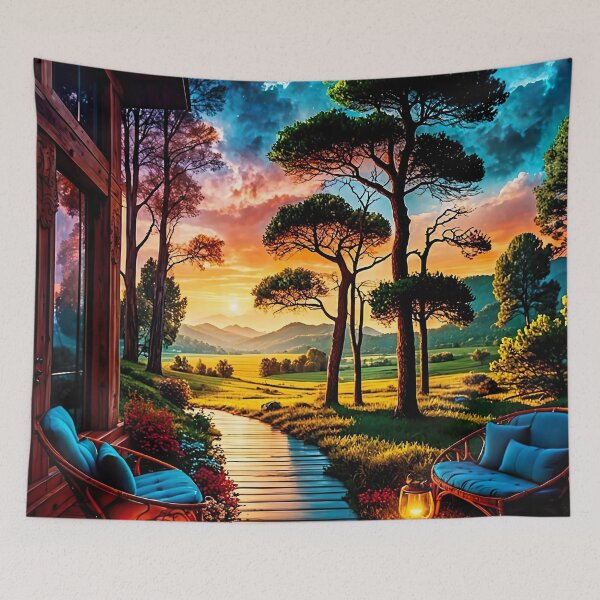 Item preview, Dusk at the mountain hut designed and sold by PixelParadies.