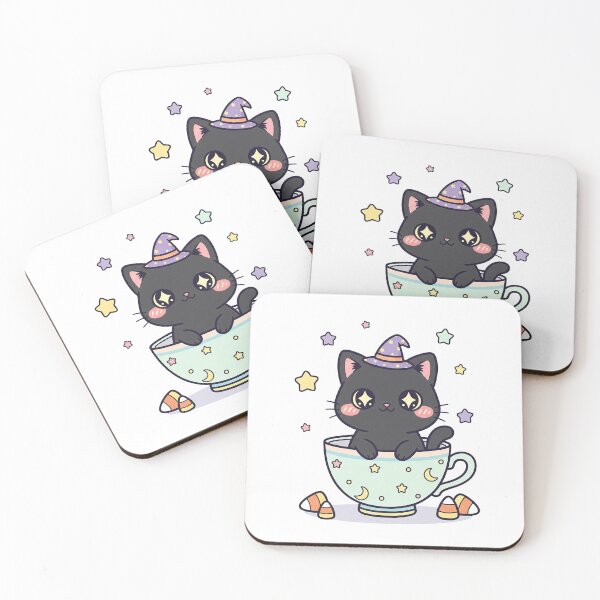Item preview, Kawaii Black Cat Witch in a Teacup designed and sold by istoriadesign.