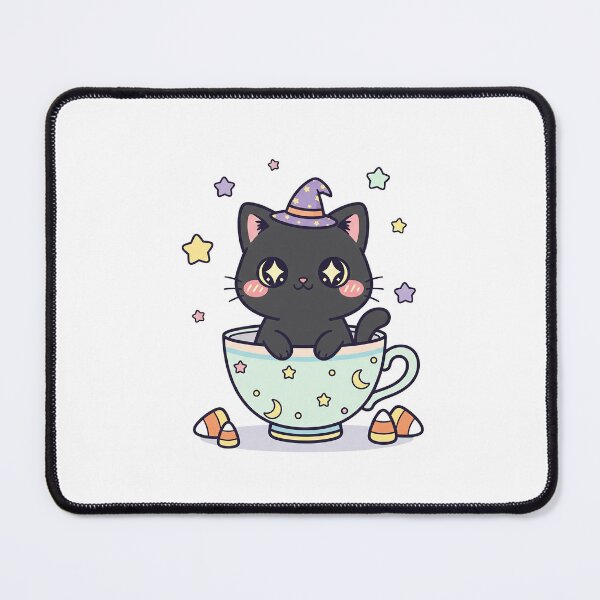Item preview, Kawaii Black Cat Witch in a Teacup designed and sold by istoriadesign.