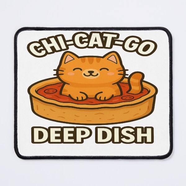Item preview, Chi-cat-go Deep Dish – Funny Chicago Cat T-Shirt, Cute Cartoon Kitty Pizza Design for Cat Lovers designed and sold by MeowLaugh.