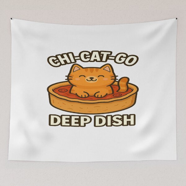 Item preview, Chi-cat-go Deep Dish – Funny Chicago Cat T-Shirt, Cute Cartoon Kitty Pizza Design for Cat Lovers designed and sold by MeowLaugh.