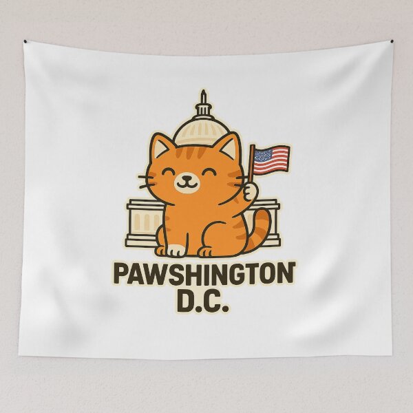Item preview, Pawshington D.C. – Funny Washington Cat T-Shirt, Cute Cartoon Kitty Capitol Design for Cat Lovers designed and sold by MeowLaugh.