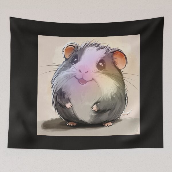 Item preview, Drawing of happy hamster place is here design designed and sold by NivyasArtistry.