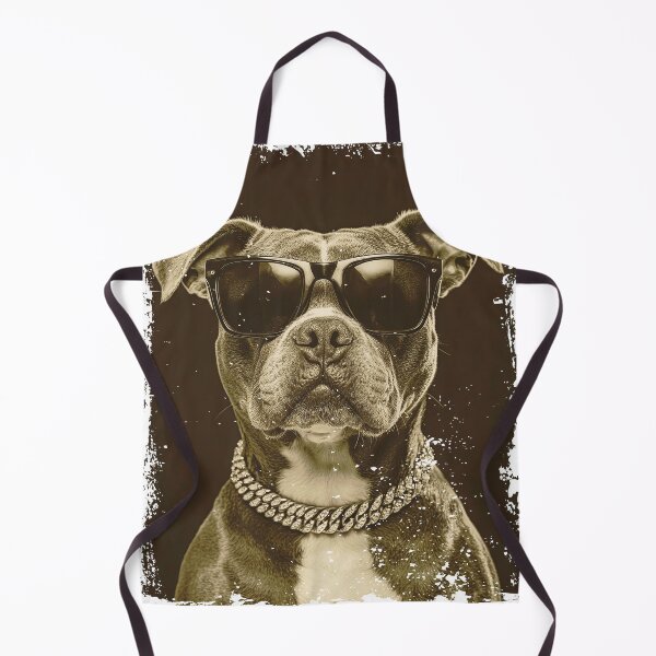 Item preview, Sepia Pitbull in Sunglasses and Diamond Chain – Vintage Grunge Dog Art for Bold Streetwear T-Shirt Collectors designed and sold by RTdigitalShop.
