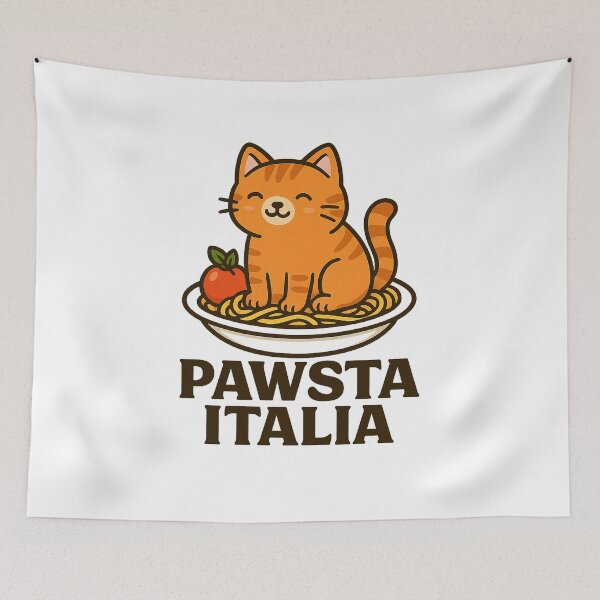 Item preview, Pawsta Italia – Funny Italy Cat T-Shirt, Cute Cartoon Kitty Spaghetti Design for Cat Lovers designed and sold by MeowLaugh.