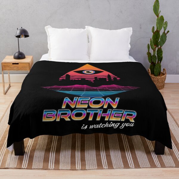 Item preview, Neon Brother Is Watching You – Retro Synthwave Orwell's 1984 Parody designed and sold by NiceHatHarry.