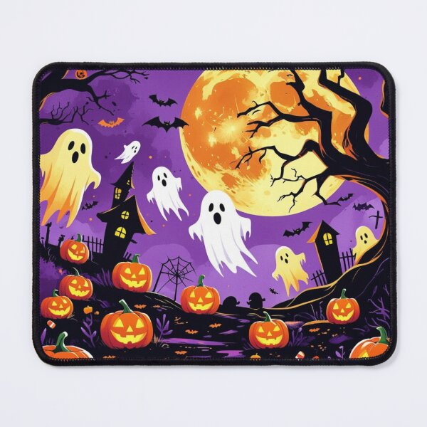 Item preview, Spooky Halloween Night with Ghosts and Pumpkins designed and sold by ArtBySylvia.