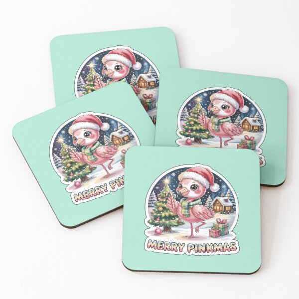 Item preview, Christmas Flamingo Sticker – Merry Pinkmas Cute Chibi Flamingo in Santa Hat and Scarf Holiday Design designed and sold by Nuist25.