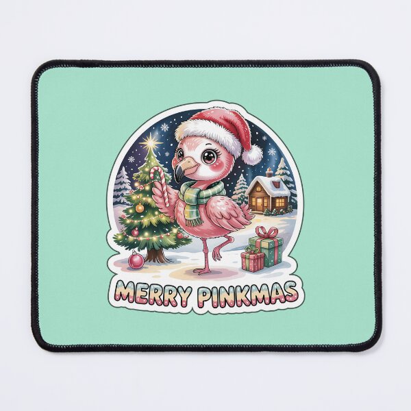 Item preview, Christmas Flamingo Sticker – Merry Pinkmas Cute Chibi Flamingo in Santa Hat and Scarf Holiday Design designed and sold by Nuist25.