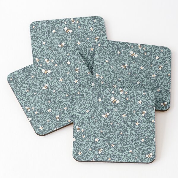 Item preview, Bee & Daisy Pattern – Whimsical Nature Illustration on Blue designed and sold by AniaMartaArt.
