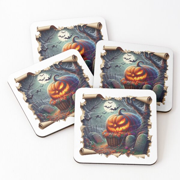 Item preview, Big fire pumpkin sitting on basket with flowers in cemetery designed and sold by MadinaFatt.