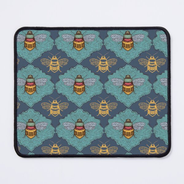 Item preview, Bold Bee Illustration Pattern – Vintage-Inspired Insect Art on Blue designed and sold by AniaMartaArt.