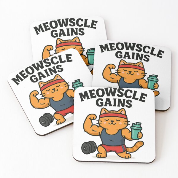 Item preview, Meowscle Gains – Funny Gym Cat T-Shirt, Cartoon Kitty Bodybuilder Workout Design designed and sold by MeowLaugh.