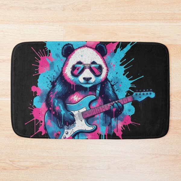 Item preview, Rock Star Panda with Electric Guitar Neon Art designed and sold by AwesomeBeyondLimits.
