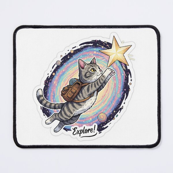 Item preview, Cosmic Explorer Cat Sticker – Reach for the Stars designed and sold by TN-Stores.