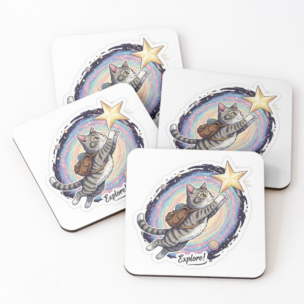 Item preview, Cosmic Explorer Cat Sticker – Reach for the Stars designed and sold by TN-Stores.