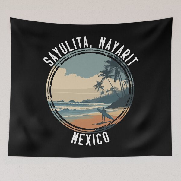 Artikelvorschau, Sayulita, Nayarit – Mexiko (mit weißer Schrift) entworfen und verkauft von VelvetRoom.