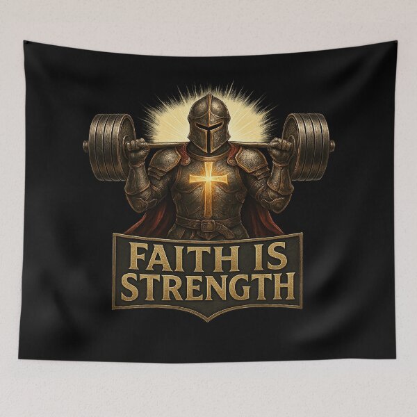 Item preview, Faith Is Strength – Christian Knight Gym Design designed and sold by JaelTees.