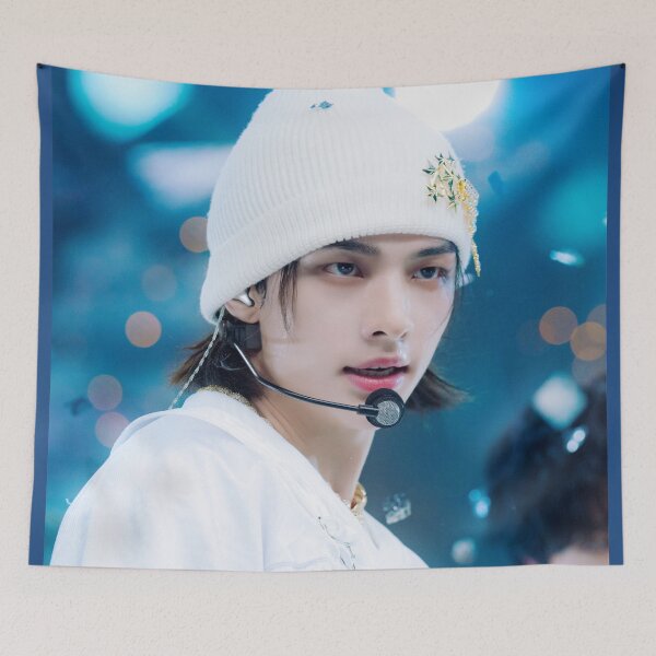 Item preview, Hyunjin boyfriend cute hug blue Stray Kids CEREMONY hyunpic magazine cover photocard karma dominATE ethereal SKZ kpop designed and sold by Kpop-Noona.