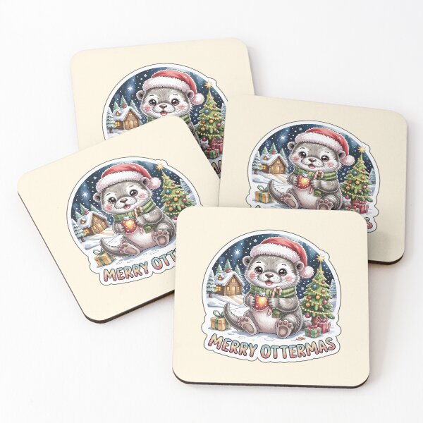 Item preview, Christmas Otter Sticker – Merry Ottermas Cute Chibi Otter in Santa Hat and Scarf Holiday Design designed and sold by Nuist25.