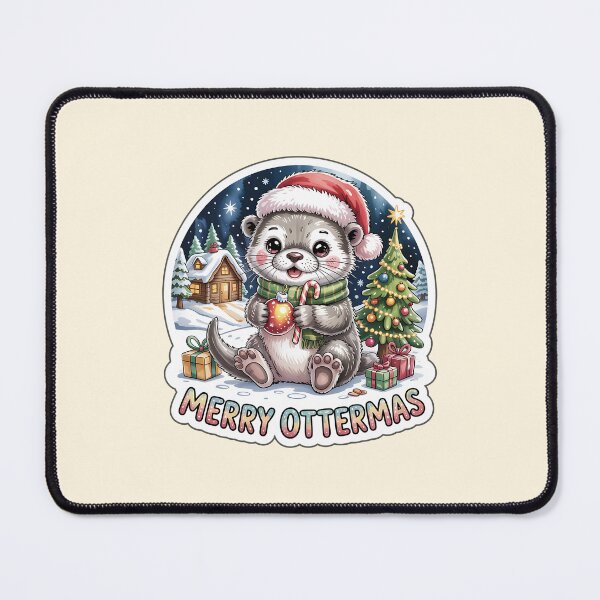 Item preview, Christmas Otter Sticker – Merry Ottermas Cute Chibi Otter in Santa Hat and Scarf Holiday Design designed and sold by Nuist25.