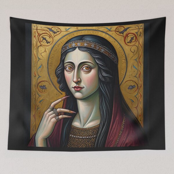 Item preview, Medieval vampire woman vintage painting art designed and sold by Vintage Designs +.