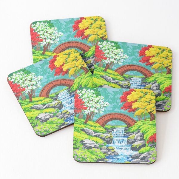 Item preview, Colorful Garden Bridge Painting – Flowing Stream & Trees designed and sold by HerSteps.