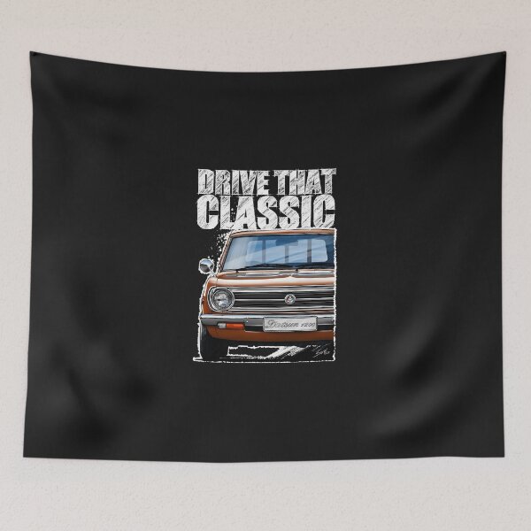 Item preview, Drive That Classic Featuring The Iconic Datsun 1200 In Brown. (Dark Coloured Background) designed and sold by luvianoster.