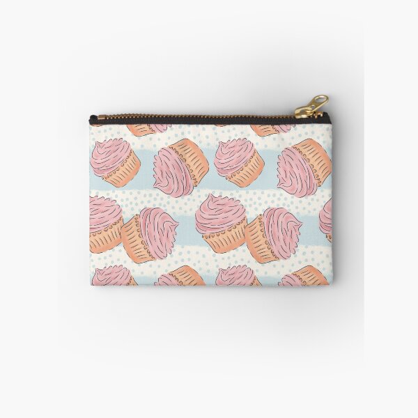Item preview, Cupcake Pattern – Cute Hand-Drawn Pink Frosting Cupcakes on Blue designed and sold by AniaMartaArt.