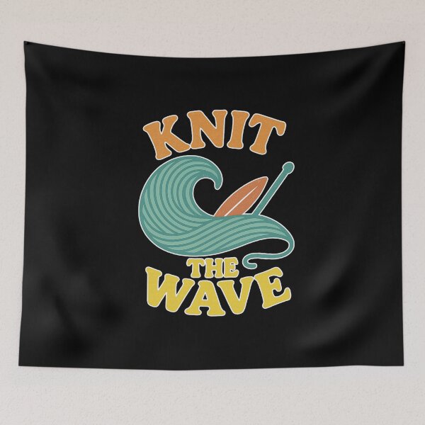 Item preview, Knit the Wave Retro Knitting Surfing Design designed and sold by Graphics4X.
