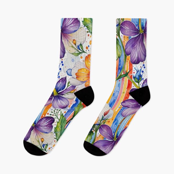 Item preview, Vibrant Hand-Painted Flowers with Rainbow Accents designed and sold by TenraDesign.