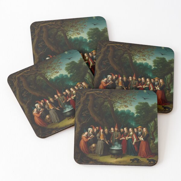 Item preview, The witches assemble on the Black Witch's Sabbath vintage painting art designed and sold by Vintage Designs +.
