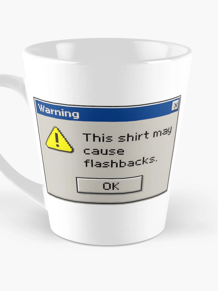 Thumbnail 3 of 4, Coffee Mug, Warning Flashbacks – Retro Computer Error Message Design designed and sold by Imaginationbeyond.