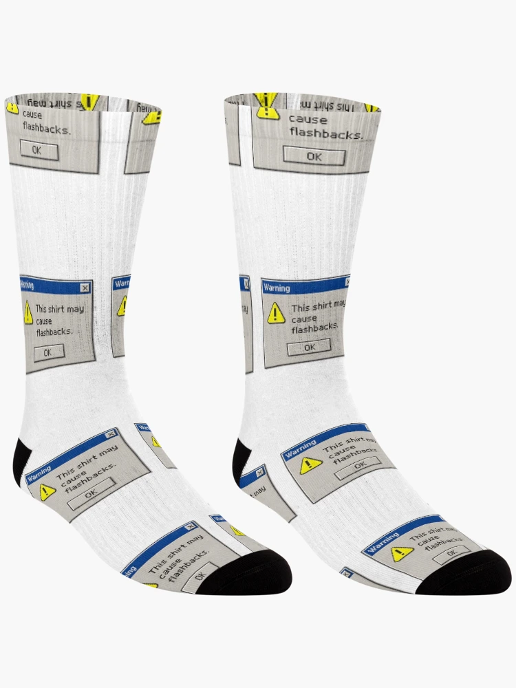 Thumbnail 3 of 5, Socks, Warning Flashbacks – Retro Computer Error Message Design designed and sold by Imaginationbeyond.