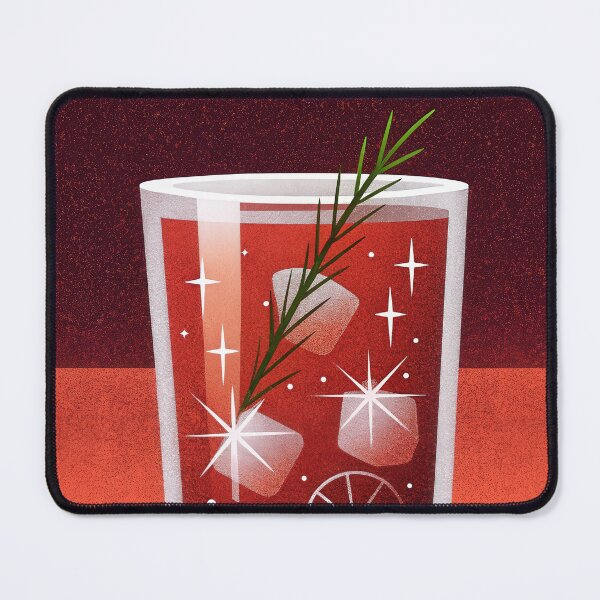 Item preview, Retro Highball Cocktail Poster | Red Drink with Ice, Citrus & Rosemary Bar Art designed and sold by DOTLABstudio.