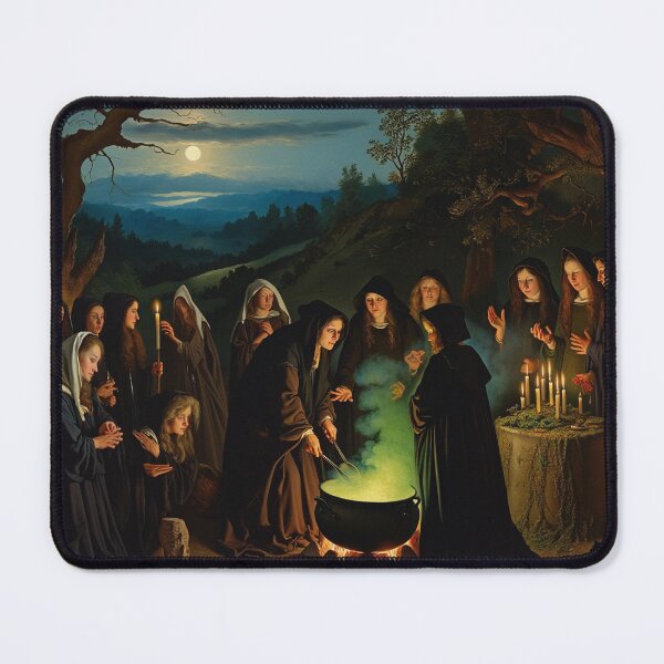 Item preview, The witches assemble on the Black Witch's Sabbath vintage painting art designed and sold by Vintage Designs +.
