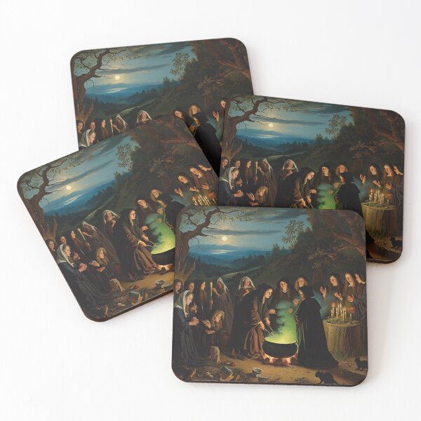 Item preview, The witches assemble on the Black Witch's Sabbath vintage painting art designed and sold by Vintage Designs +.