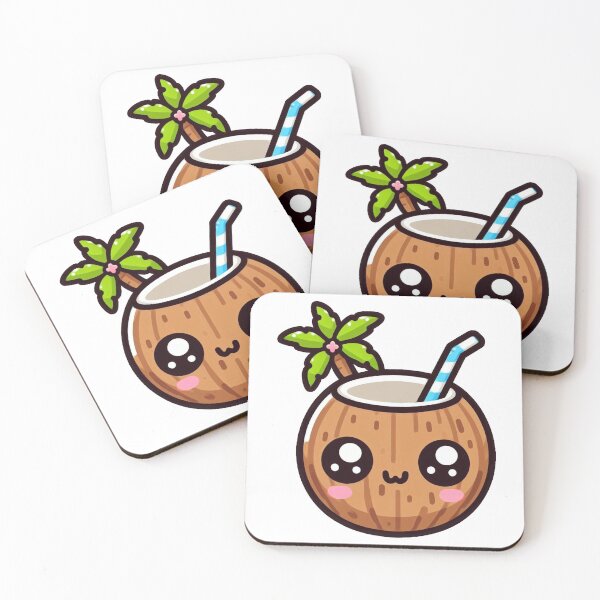 Item preview, Tropical Cutie – Kawaii Coconut Drink Illustration designed and sold by SketchOnScreen.