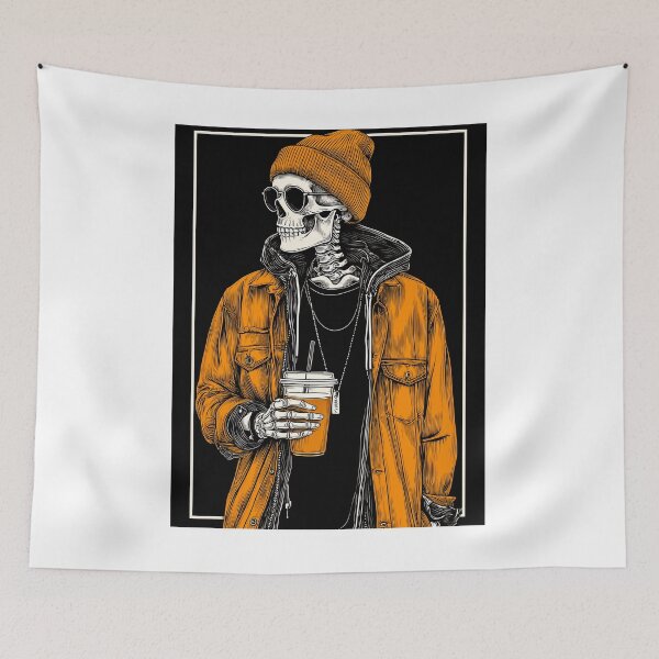 Item preview, Cool Skeleton T-Shirt – Urban Streetwear Skull with Beanie and Jacket designed and sold by EternalThreadz.