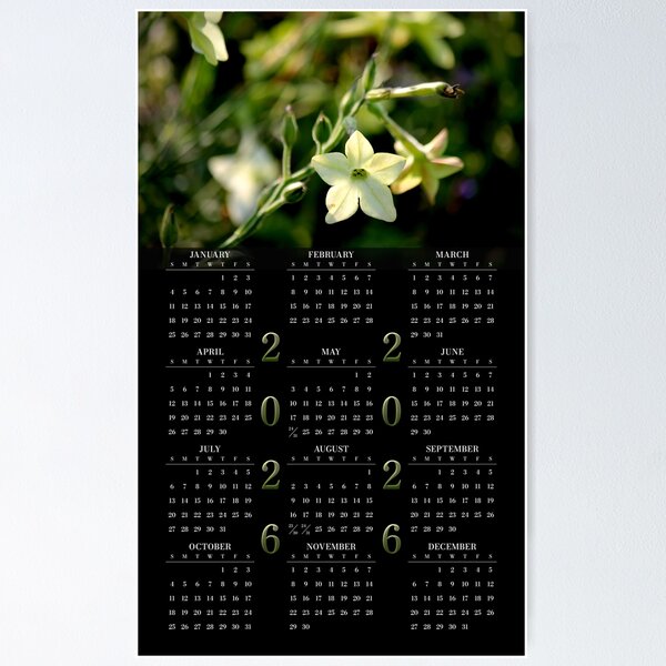 Item preview, Nicotiana • 2026 Year-at-a-glance Calendar designed and sold by photoclique.