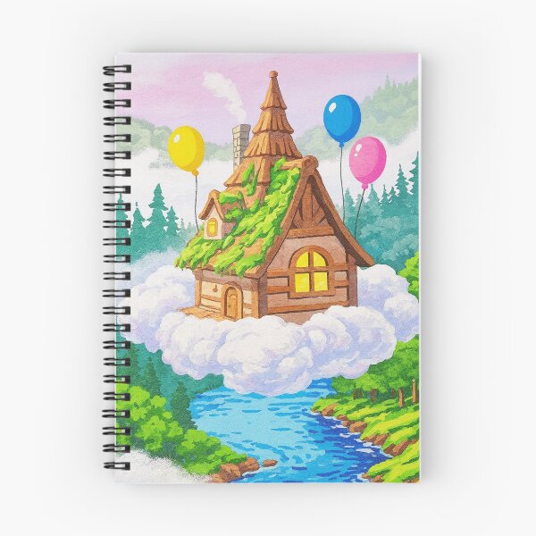 Item preview, Floating Cottage Painting – Dreamy Cloud House with Balloons designed and sold by HerSteps.