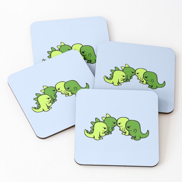 Item preview, 4 Enemy T-Rex Stegosaurus Friends Angry Argue Evil Team Fight designed and sold by shirt-o-mat.