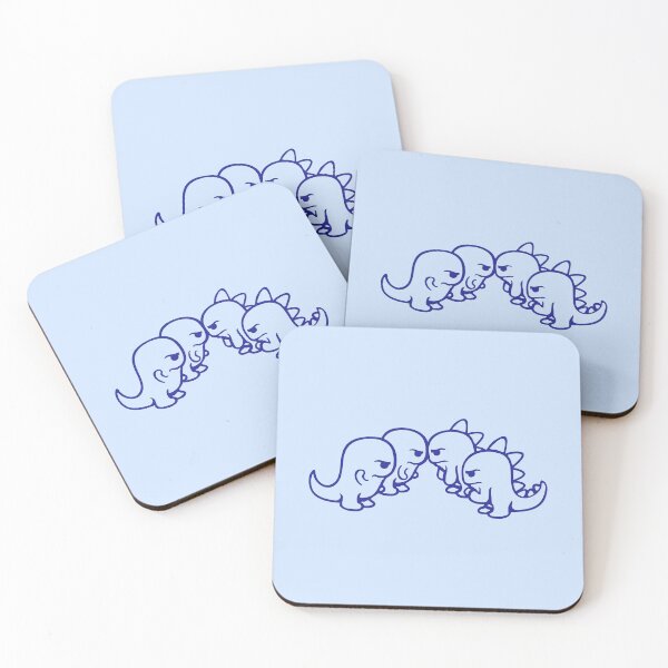 Item preview, 4 Enemy T-Rex Stegosaurus Friends Angry Argue Evil Team Fight designed and sold by shirt-o-mat.