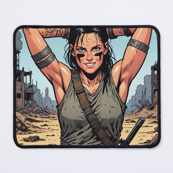 Item preview,   Post Apocalyptic warrior woman resting after battle designed and sold by Vintage Designs +.