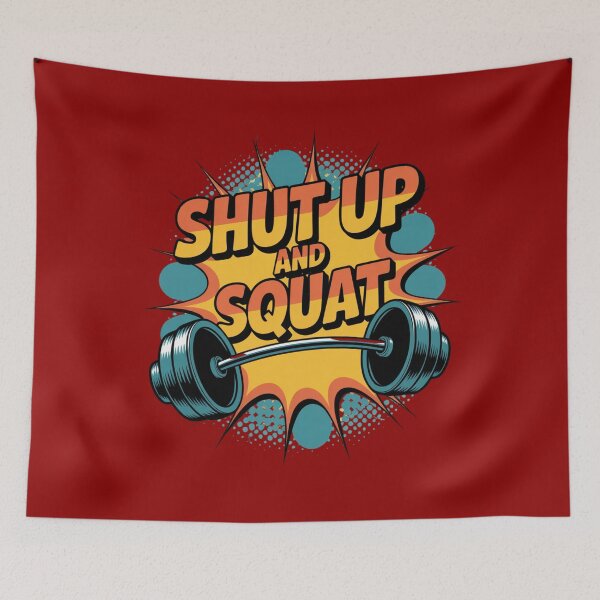 Item preview, Shut Up and Squat – Cartoon Gym Humor designed and sold by GENX-AUTISM-DAD.