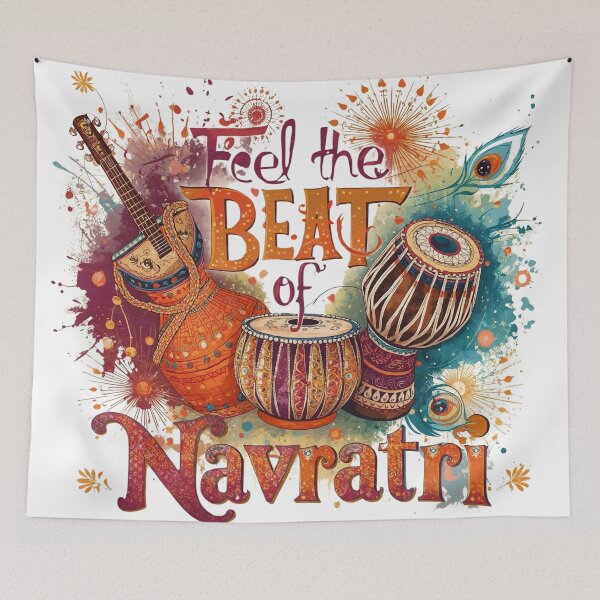 Item preview, Navratri Rhythm – Vibrant Musical Festival Art designed and sold by ArtivaNest.
