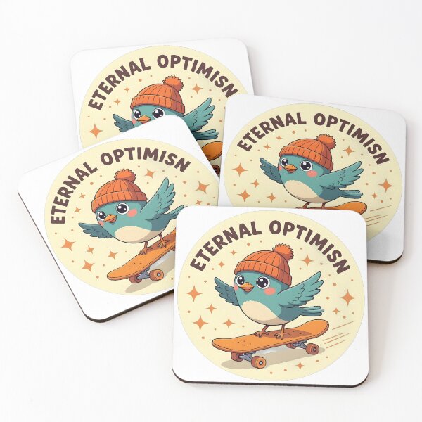 Aperçu de l'œuvre Eternal Optimism Skateboarding Bird - Cute Beanie Bird on Skateboard créée et vendue par ArtistryNetix.