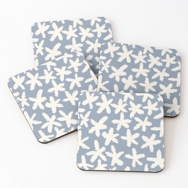 Item preview, Minimal White Flower Pattern – Hand-Drawn Floral Design on Blue designed and sold by AniaMartaArt.